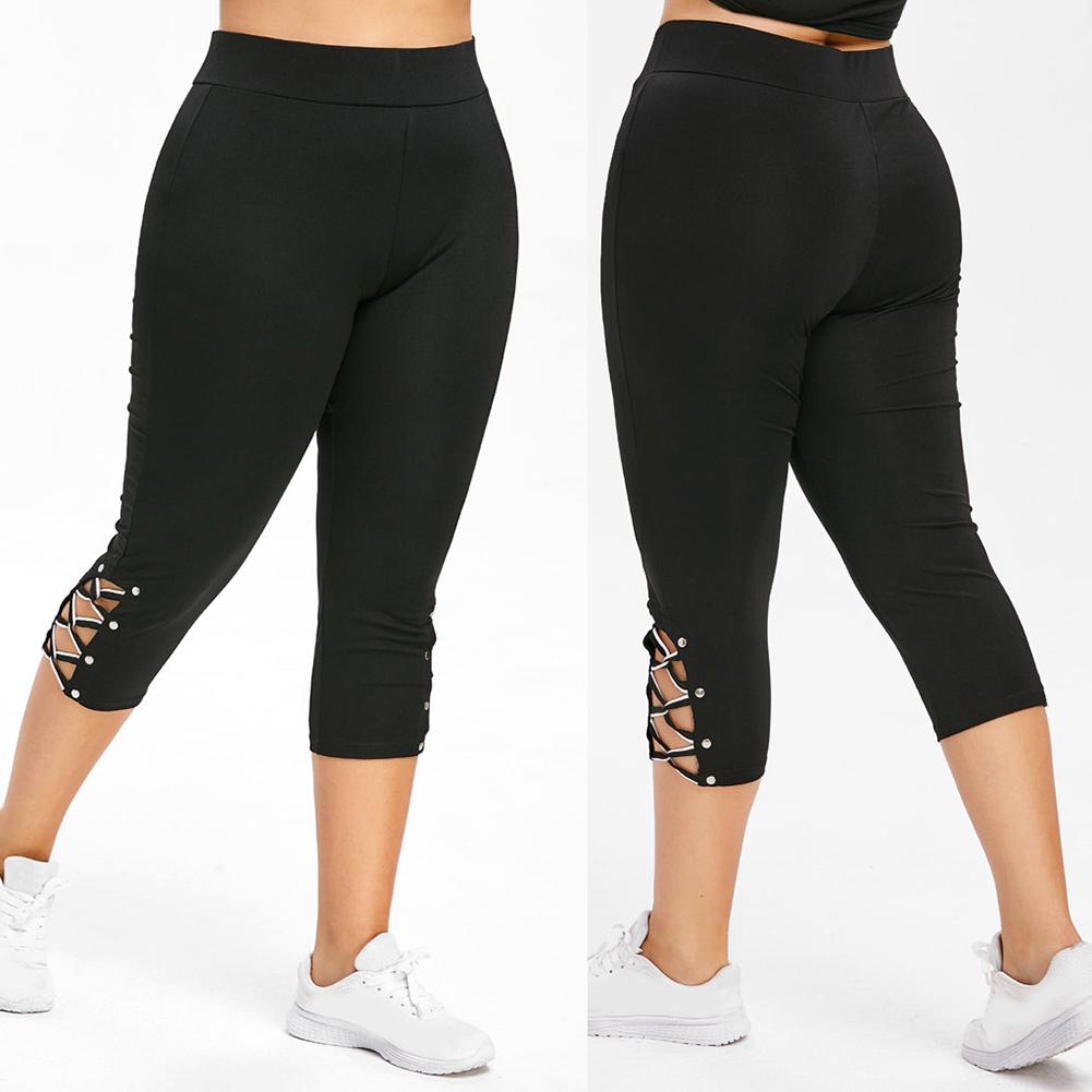 Women’s Lace-Up Beaded Leggings – Slim Fit Breathable Cotton Pants