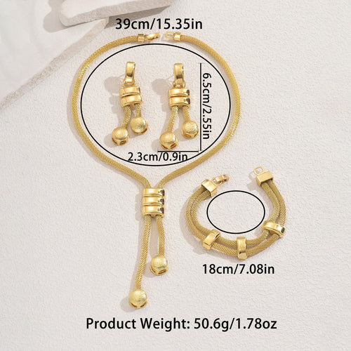 18K Gold Plated Jewelry Set for Women – Geometric Necklace Bracelet Earrings Set