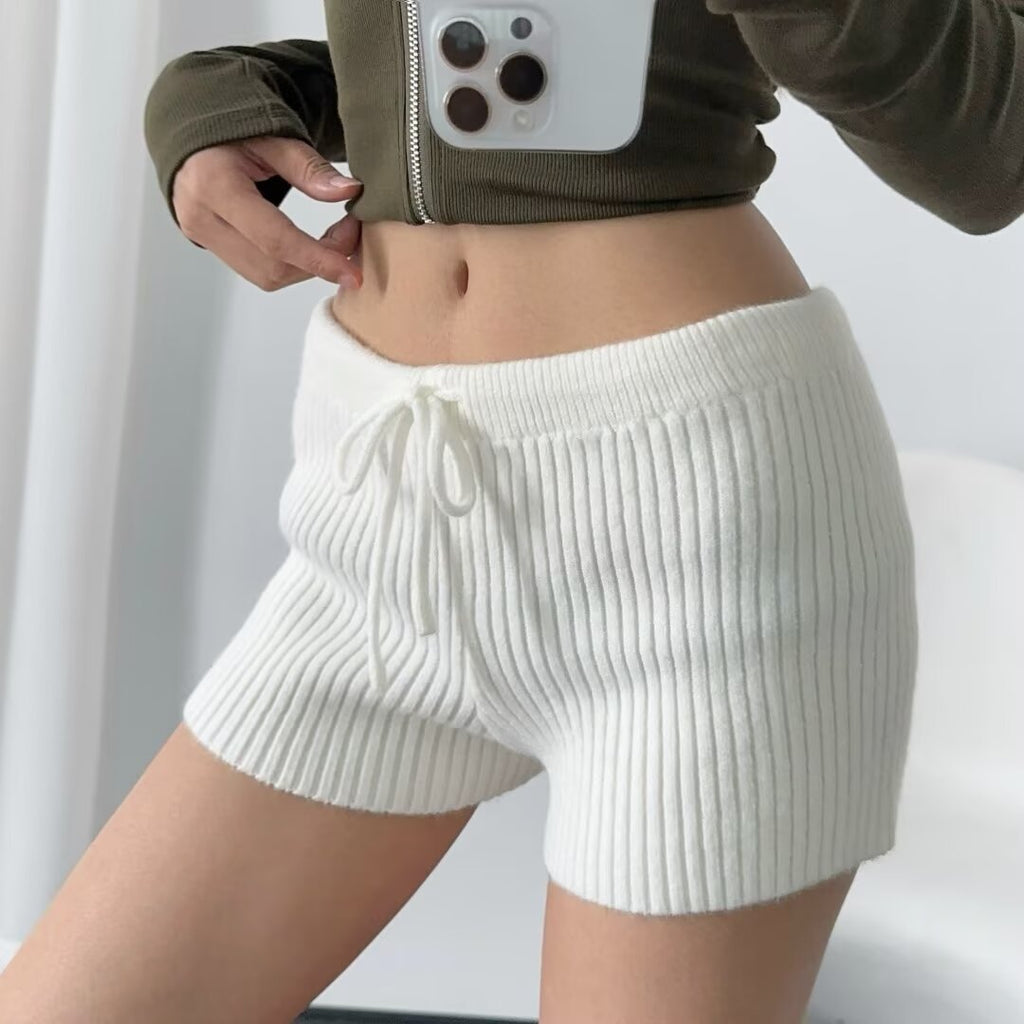 Women’s High-Waist Knit Shorts – Elastic Waist Wide Leg Casual Shorts