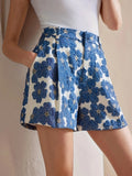 Women’s Floral Print Mid-Rise Shorts – Lightweight Casual Summer Bottoms