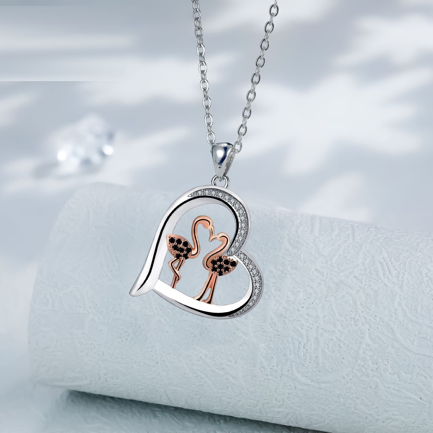 Swan Heart Love Necklace for Women – Rose Gold Electroplated Romantic Jewelry