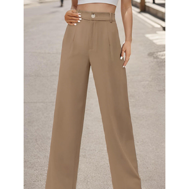 Women’s Tailored Suit Pants – Elegant Patchwork Trousers with Pockets for Smart Casual Style