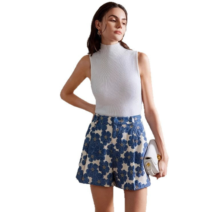 Women’s Floral Print Mid-Rise Shorts – Lightweight Casual Summer Bottoms