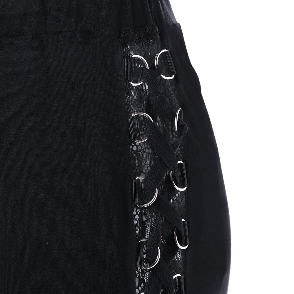 Women’s Black Flared Pants with Lace Detail – Elegant High-Waist Trousers for Chic Outfits