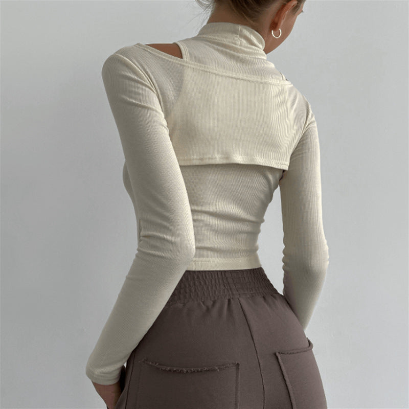 High Neck Crop Top for Women – Stylish Long Sleeve Slim Fit Top