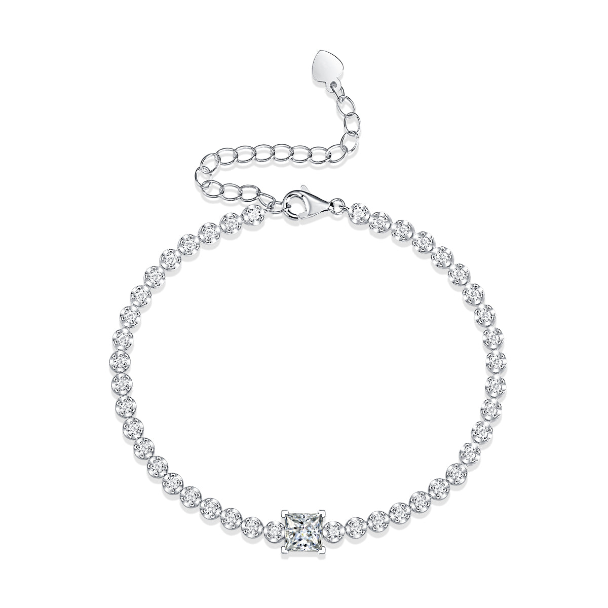 Luxury Moissanite Bracelet S925 Silver – Square Cut Diamond Look Elegant Women’s Jewelry
