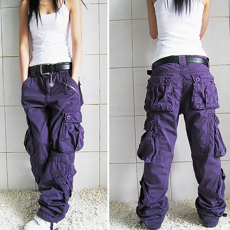 Women’s Loose Cargo Pants – Hip Hop Wide-Leg Trousers
