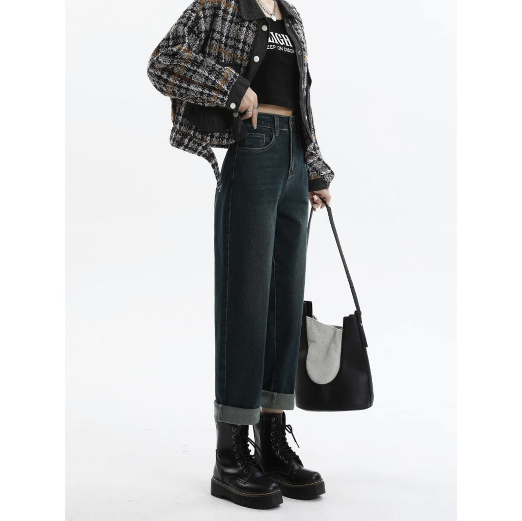 Women’s Casual Denim Jeans – All-Match Cotton Pants in Prussian & Textured Blue