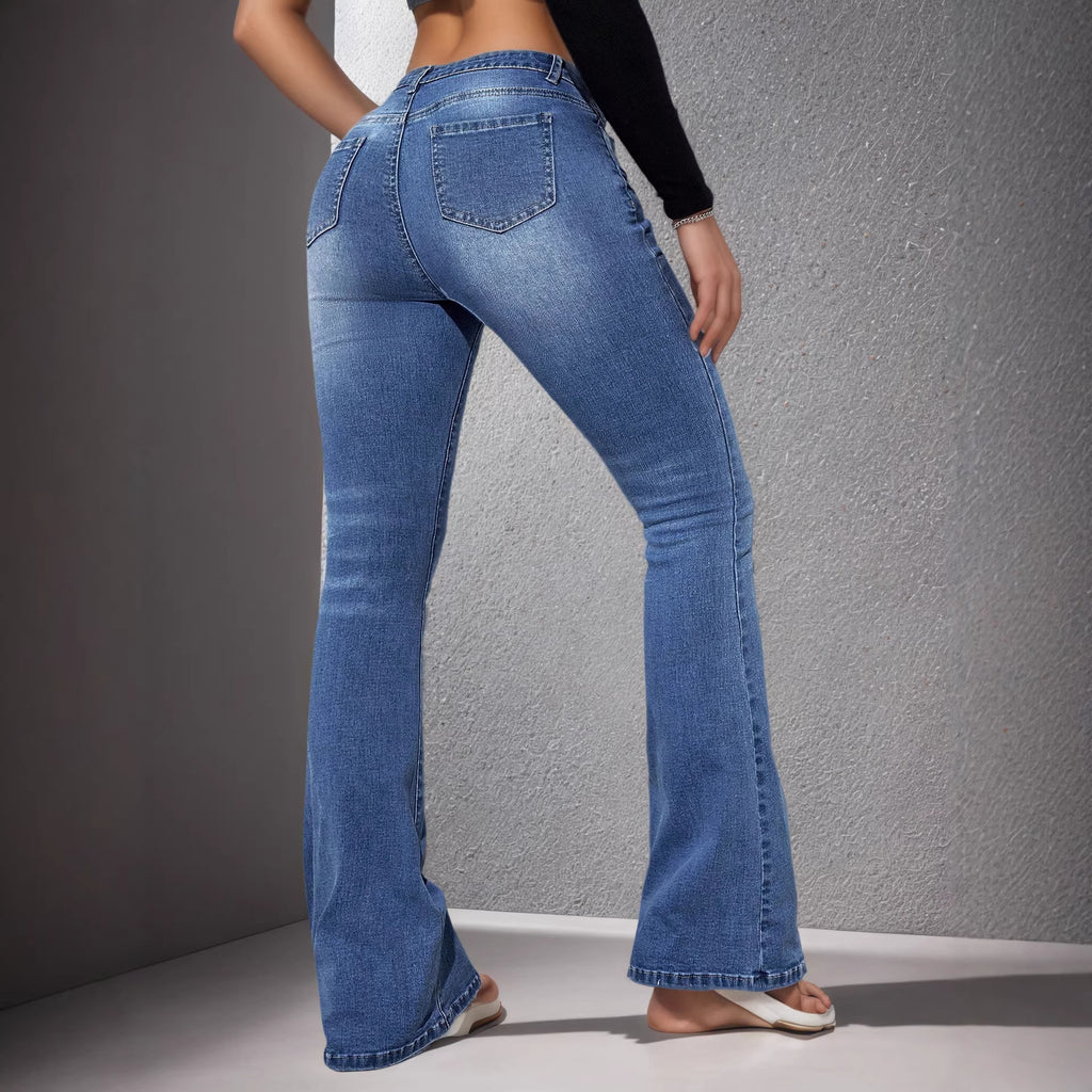 Women’s High Waist Stretch Denim Jeans – Flared Leg