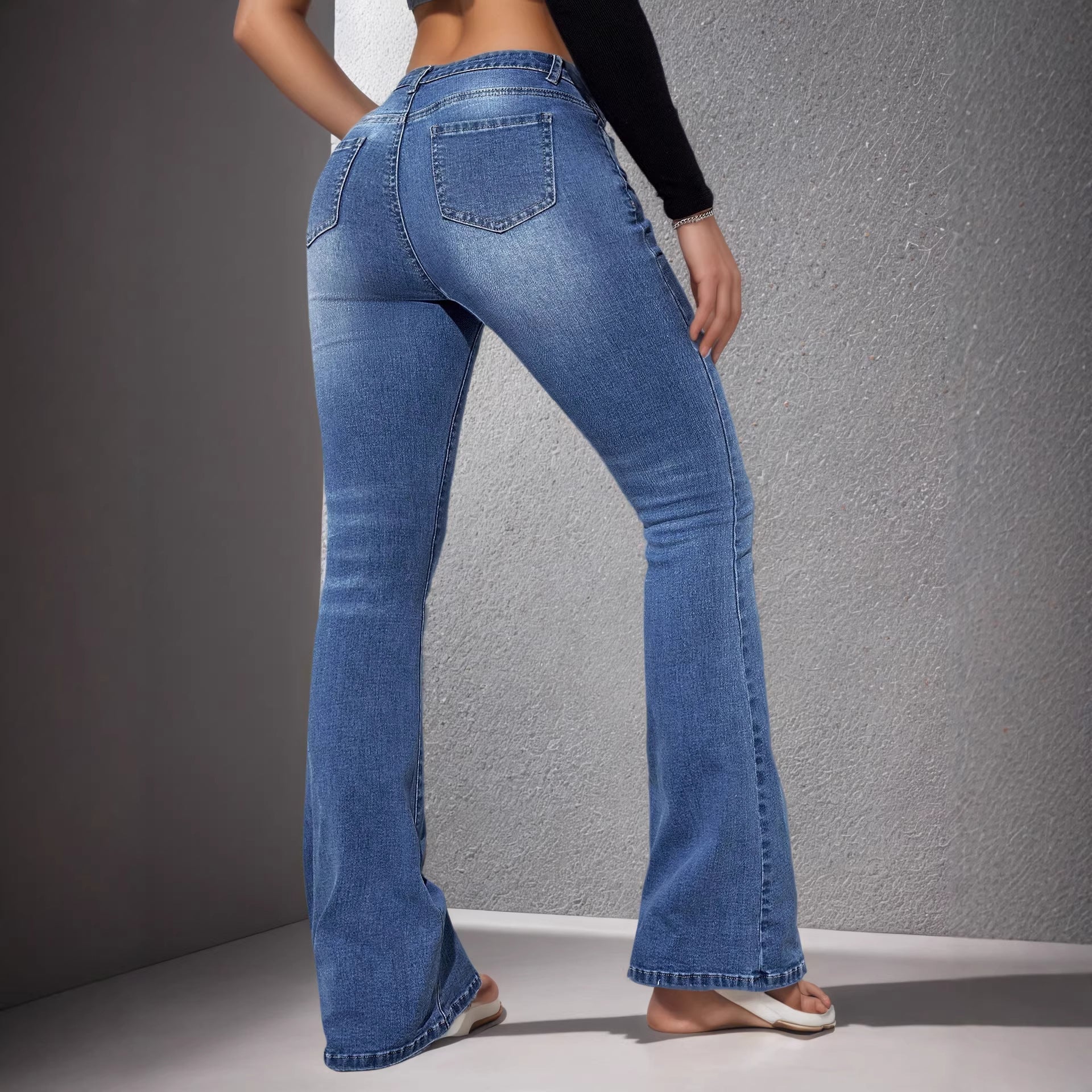 Women’s High Waist Stretch Denim Jeans – Flared Leg