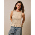 Women’s Pleated Crew Neck Tank Top – Smart Casual Style
