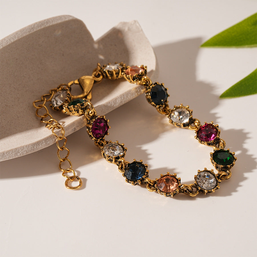 Retro Colorful Geometric Bracelet for Women – Elegant French Style Jewelry