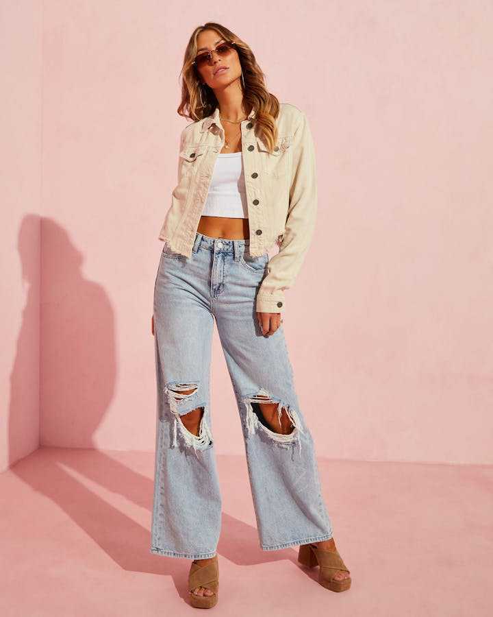 Women’s Ripped Slim Fit Jeans – Trendy Distressed Denim Pants Casual Fashion