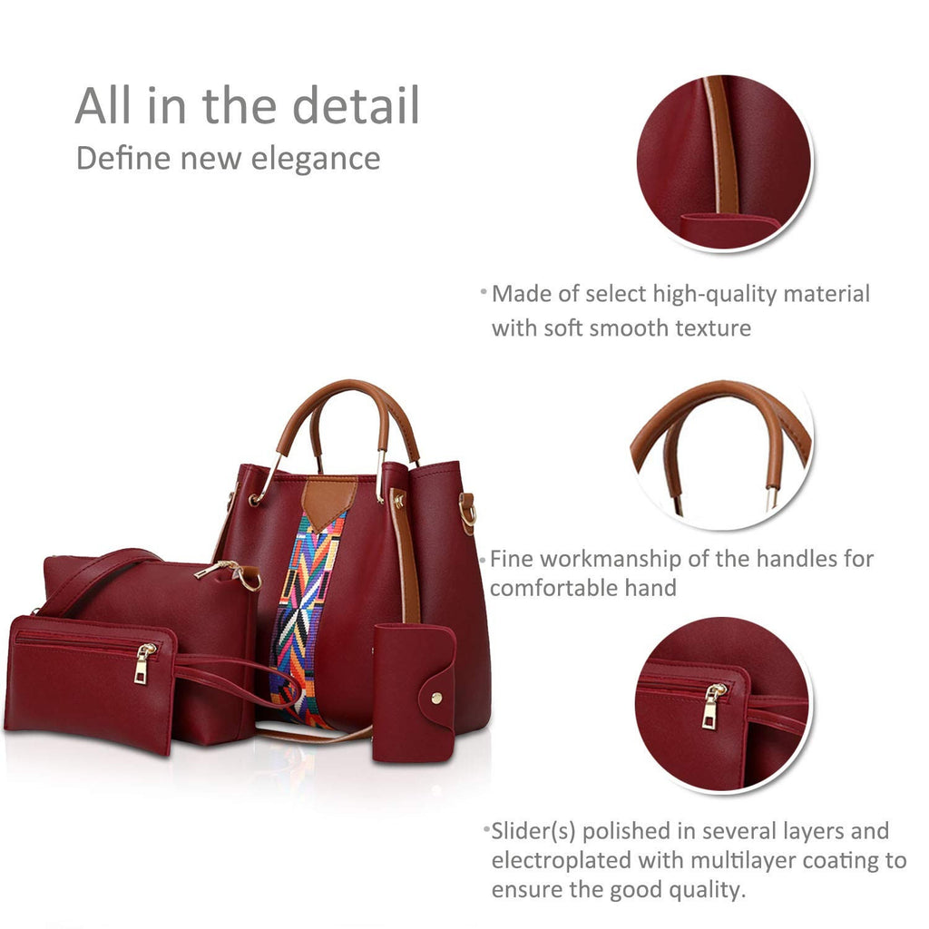 Women’s 4-Piece Handbag Set | Shoulder & Crossbody Bags
