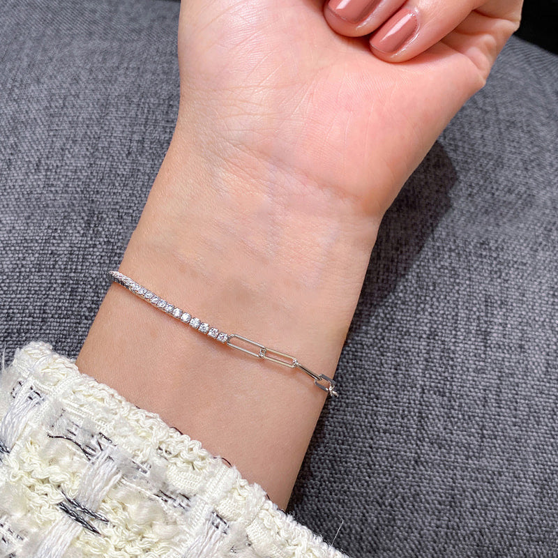 Geometric 925 Silver Women's Bracelet – Gold & White Gold Electroplated Trendy Jewelry