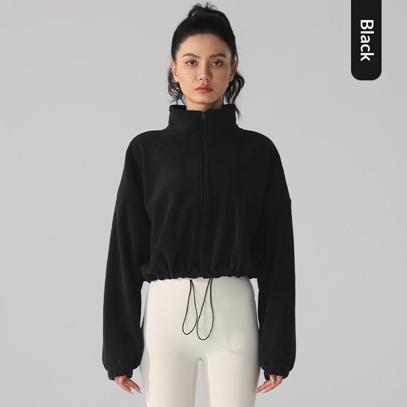 Women’s Fleece-Lined Sport Jacket – Warm Zip Cardigan for Fall & Winter