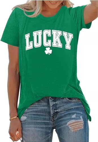 St. Patrick’s Day Shamrock T-Shirt for Women – Retro Printed Cotton Graphic Tee