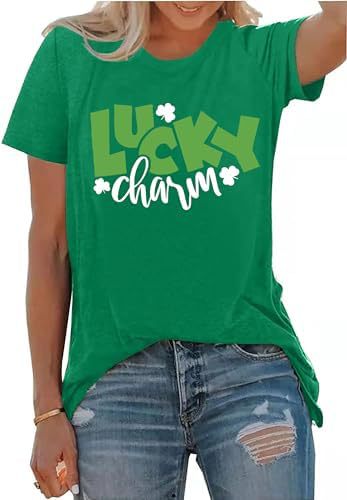 St. Patrick’s Day Shamrock T-Shirt for Women – Retro Printed Cotton Graphic Tee