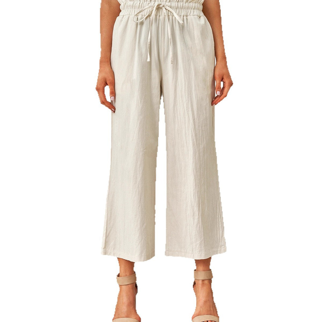 Women’s High-Waist Wide Leg Pants – Relaxed Fit Drawstring Casual Trousers for Everyday Comfort