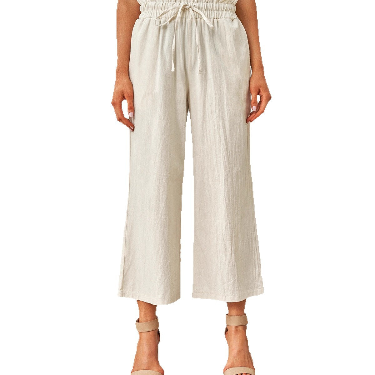 Women’s High-Waist Wide Leg Pants – Relaxed Fit Drawstring Casual Trousers for Everyday Comfort