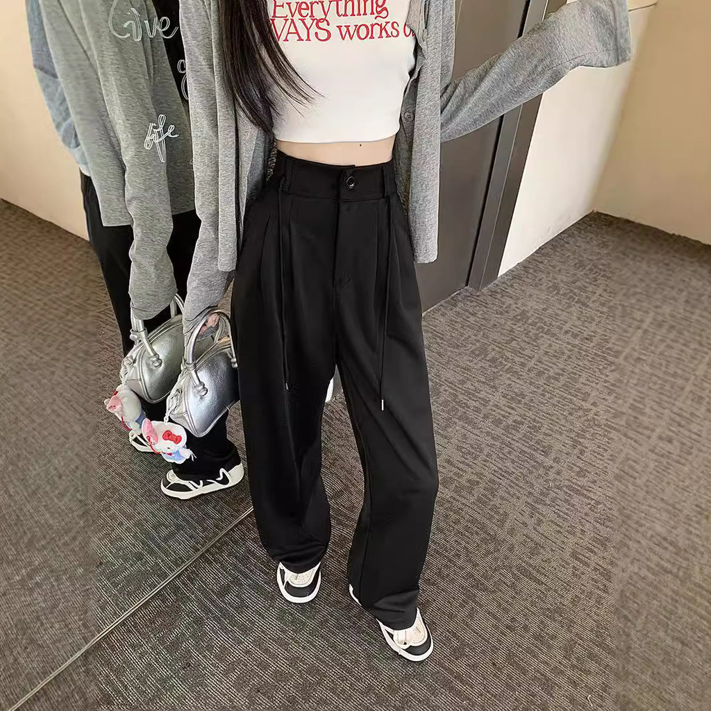 Women’s High Waist Straight Leg Suit Pants – Casual Elegant Full-Length Trousers