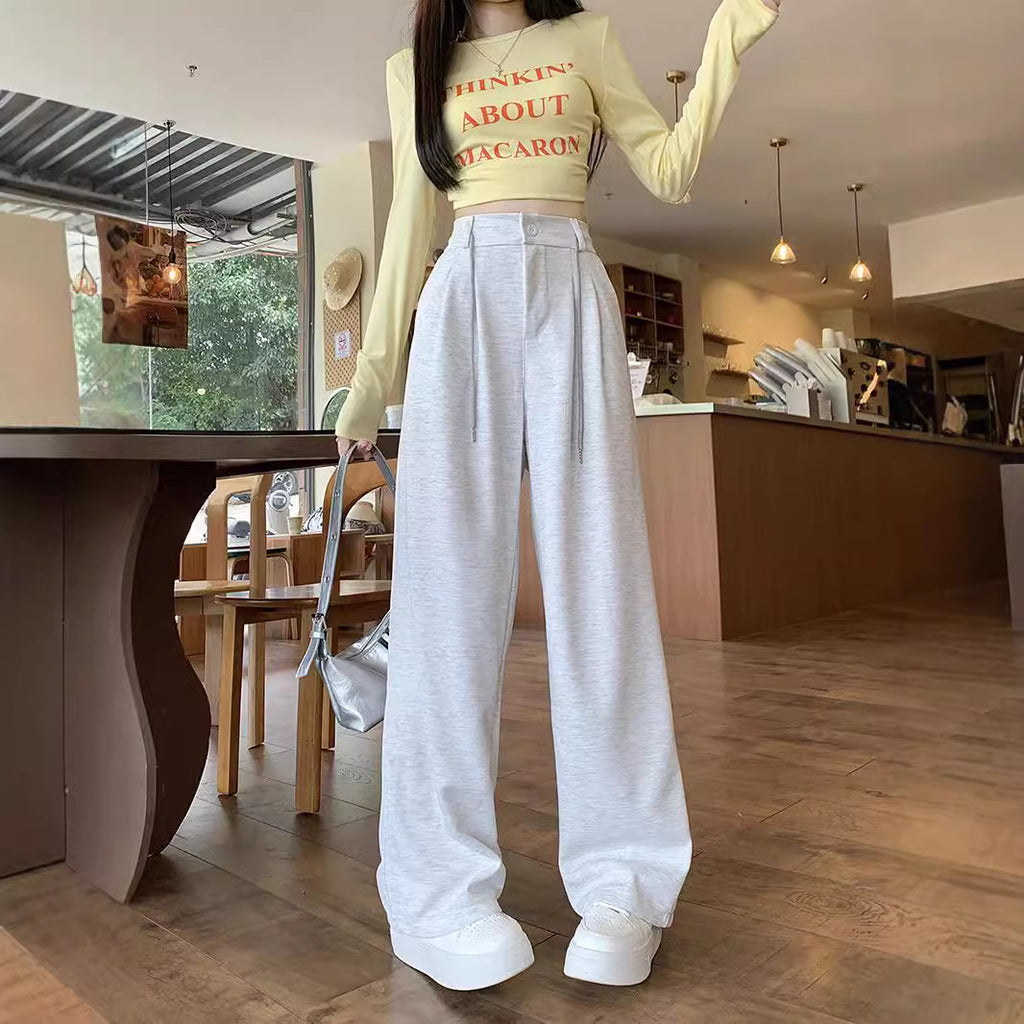 Women’s High Waist Straight Leg Suit Pants – Casual Elegant Full-Length Trousers