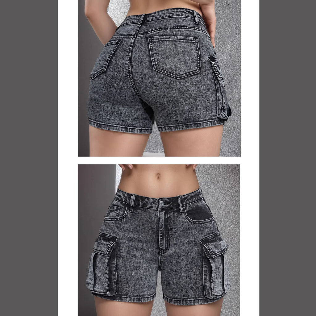 Women’s Black Denim Shorts | Mid Waist Casual Fit