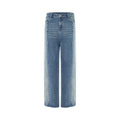 Women’s Washed Blue Straight Leg Jeans – High Waist Loose Fit Denim Pants