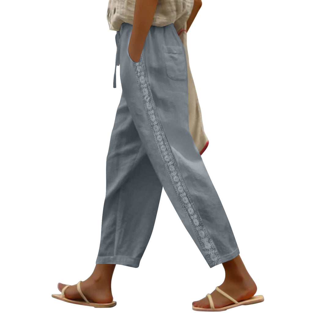 Women’s Wide-Leg Casual Pants – Elastic Waist Drawstring Loose Fit Trousers for Everyday Comfort