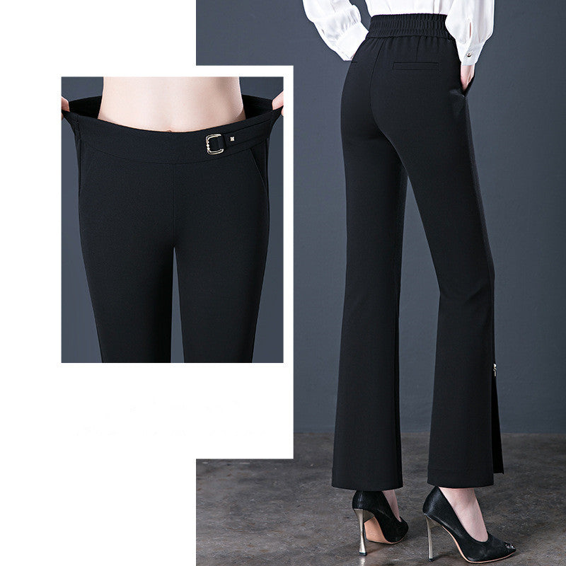 Women’s High-Waist Flared Trousers – Stretch Casual Pants