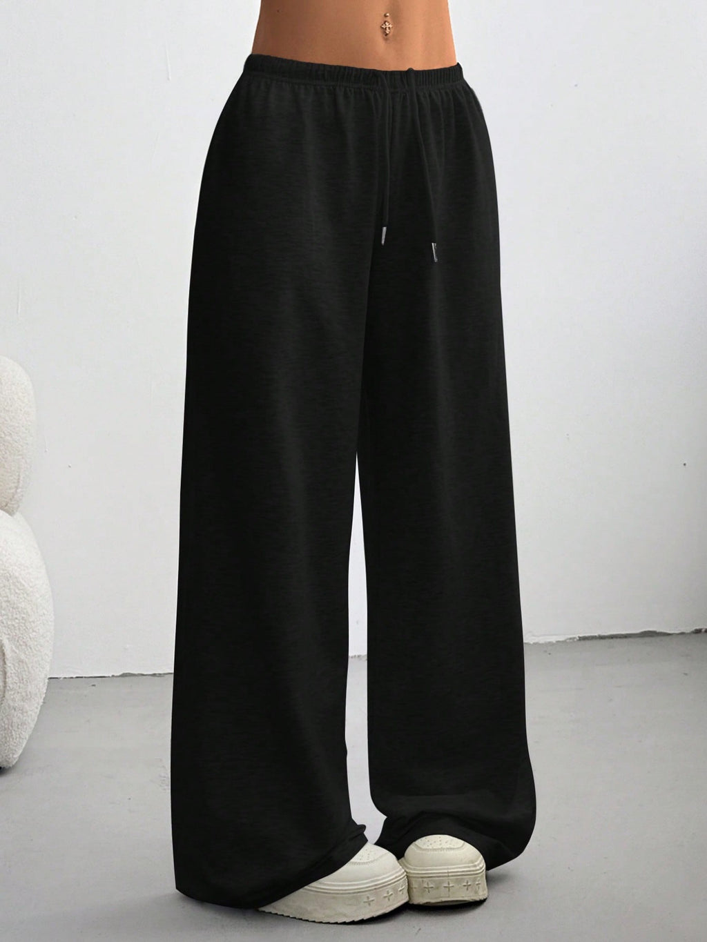 Women’s Drawstring Flared Wide-Leg Pants – Stretch Comfort Casual Trousers for Sporty & Relaxed Style