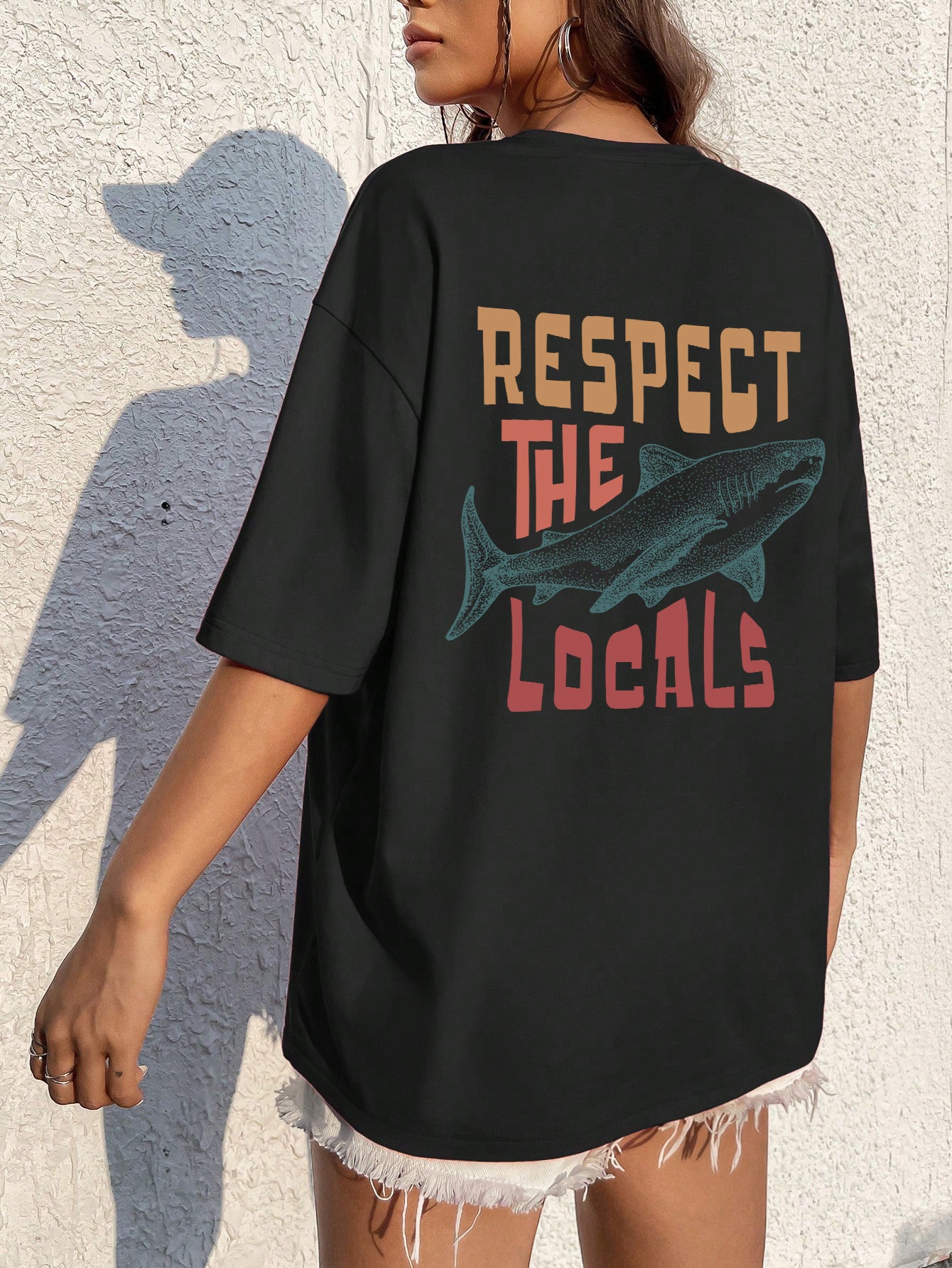 Respect The Locals Shark T-Shirt for Women – Street Style Cotton Graphic Tee