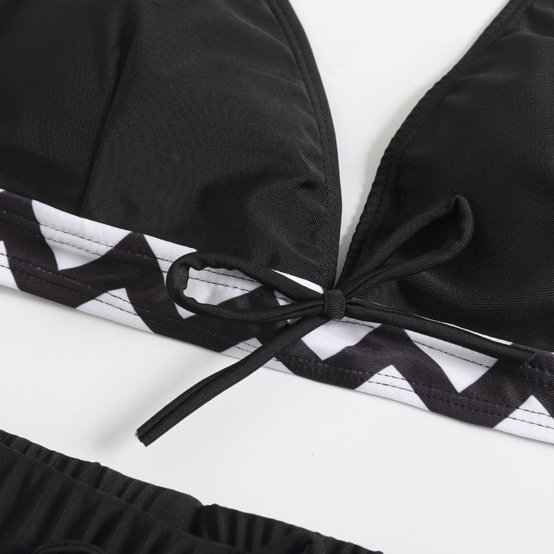 Women’s Zigzag Print Bikini Set – Polyester Two-Piece Swimwear
