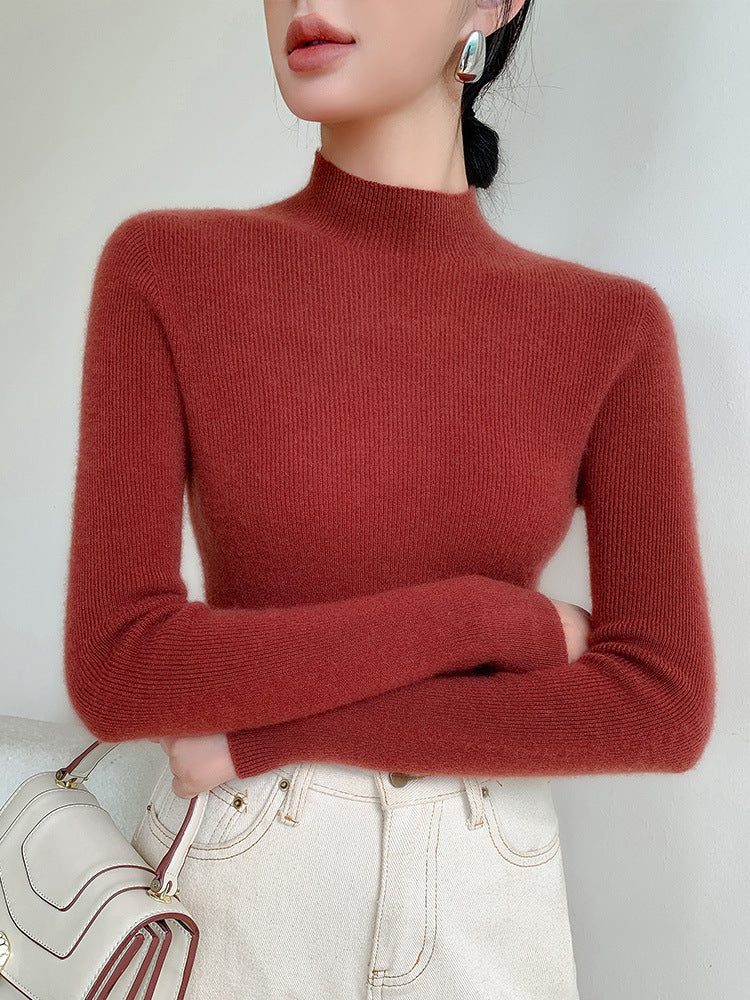 Women’s Seamless Wool Sweater – Slim Fit Thick Pullover