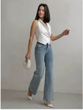 Women’s Blue Flared Jeans – Mid Rise Bootcut Denim Pants for Casual & Office Style