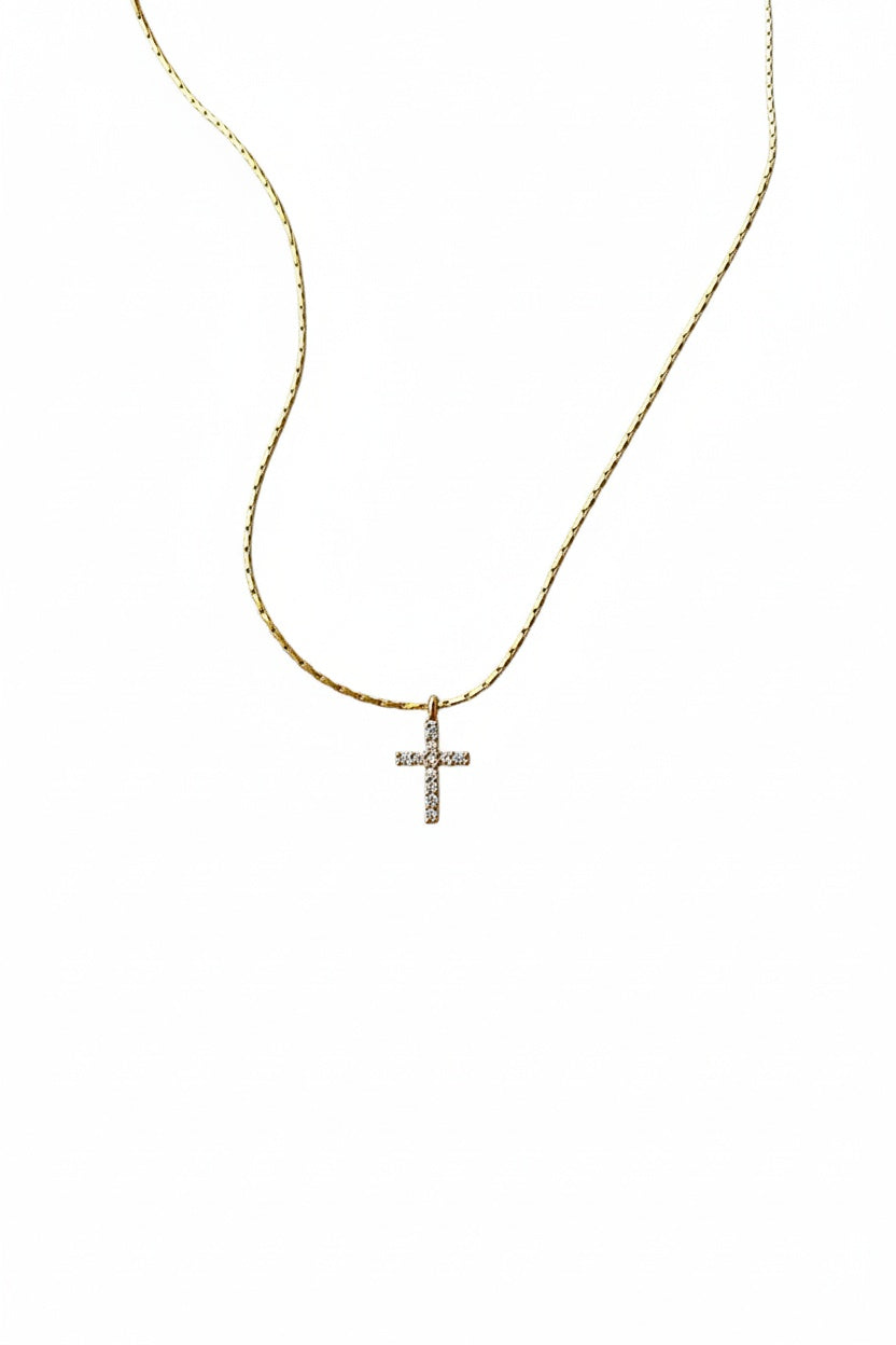 Minimalist Zircon Cross Necklace for Women – Elegant Fine Chain Pendant Jewelry