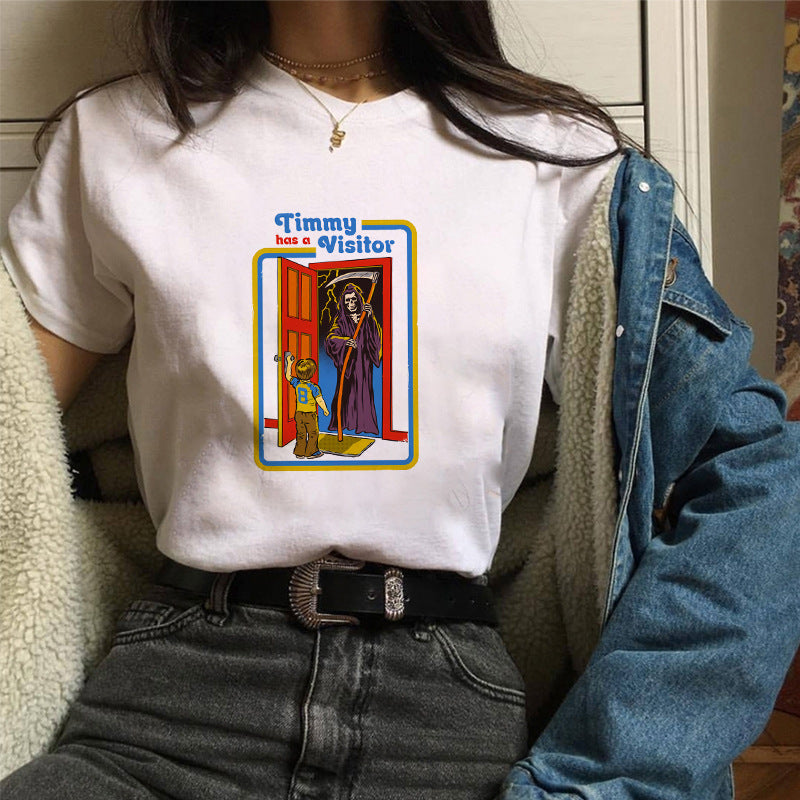 Sun & Cartoon Print Women's T-Shirt – Chic Urban Casual Tee