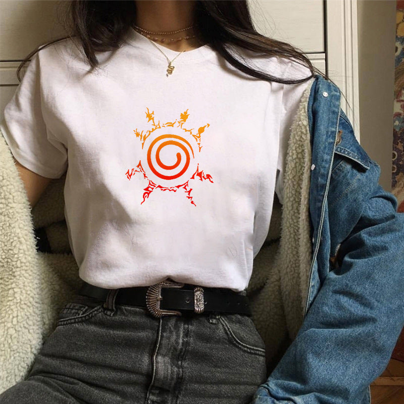 Sun & Cartoon Print Women's T-Shirt – Chic Urban Casual Tee