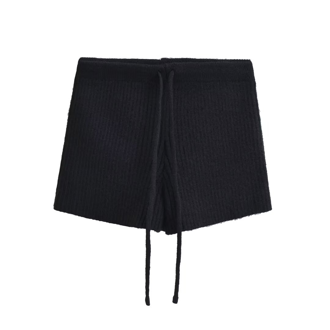 Women’s High-Waist Knit Shorts – Elastic Waist Wide Leg Casual Shorts