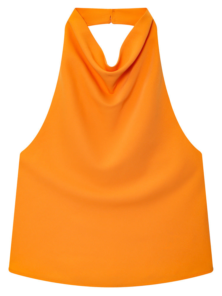 Women’s Satin Halterneck Tank Top – Elegant Casual Style