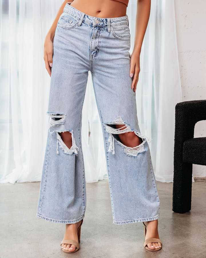 Women’s Ripped Slim Fit Jeans – Trendy Distressed Denim Pants Casual Fashion