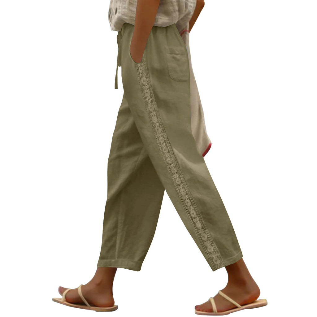 Women’s Wide-Leg Casual Pants – Elastic Waist Drawstring Loose Fit Trousers for Everyday Comfort