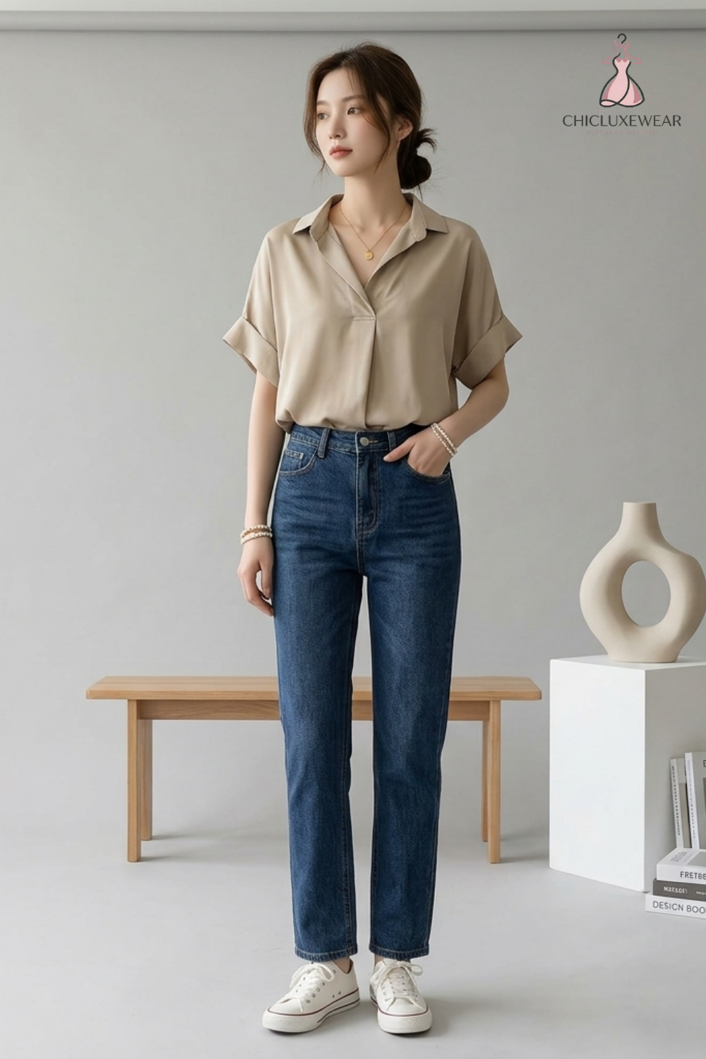 Women’s Short Batwing Sleeve Shirt – Breathable Turn-Down Collar Casual Top for Spring & Summer