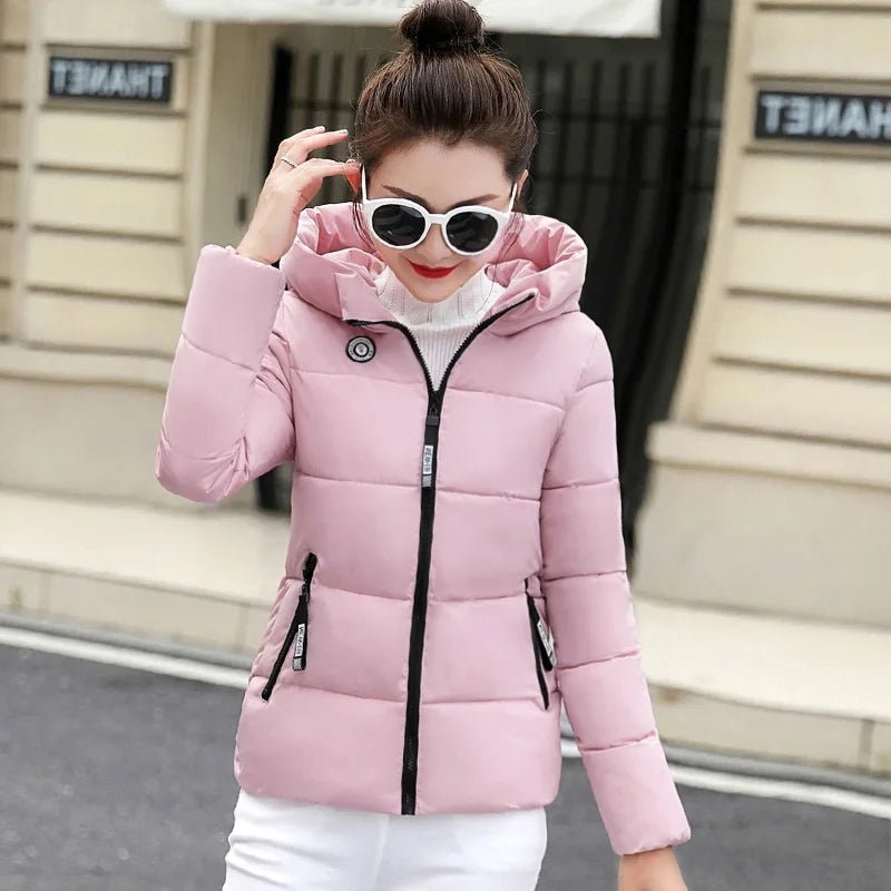 Women’s Hooded Winter Parka | Slim Fit Short Warm Padded Jacket