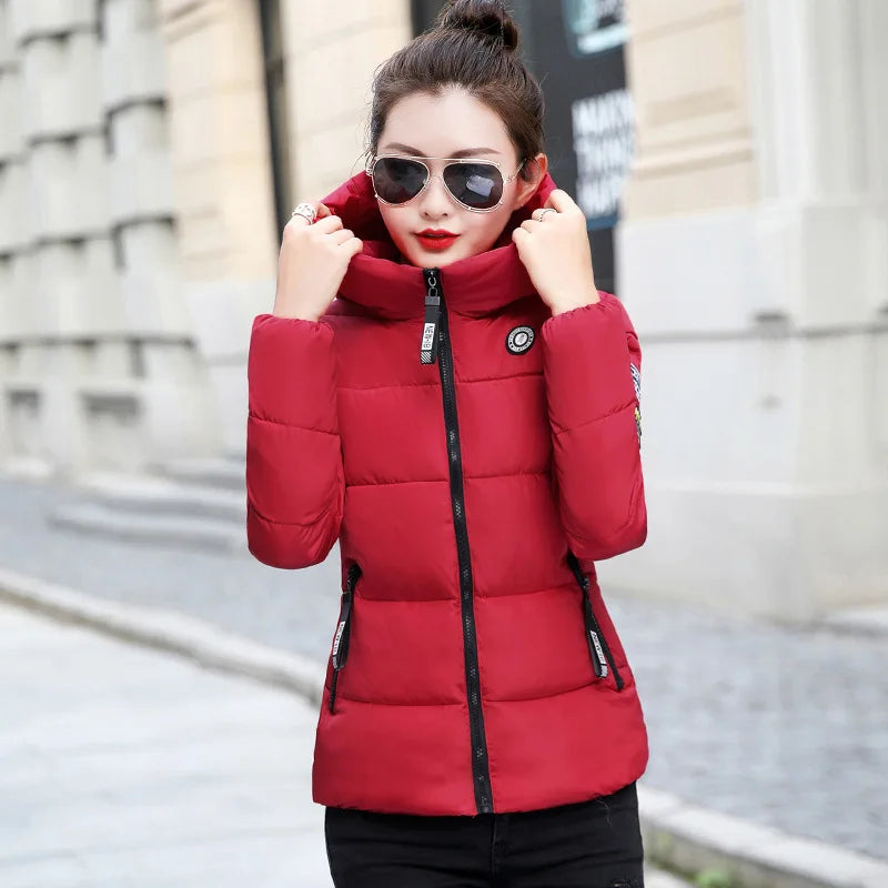 Women’s Hooded Winter Parka | Slim Fit Short Warm Padded Jacket