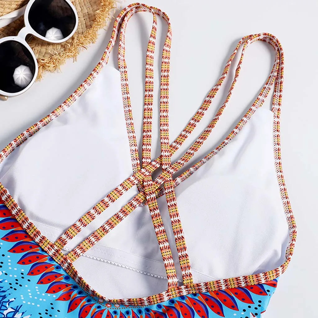 Bohemian Print Bikini Set | Sexy Mid-Waist Women’s Swimwear