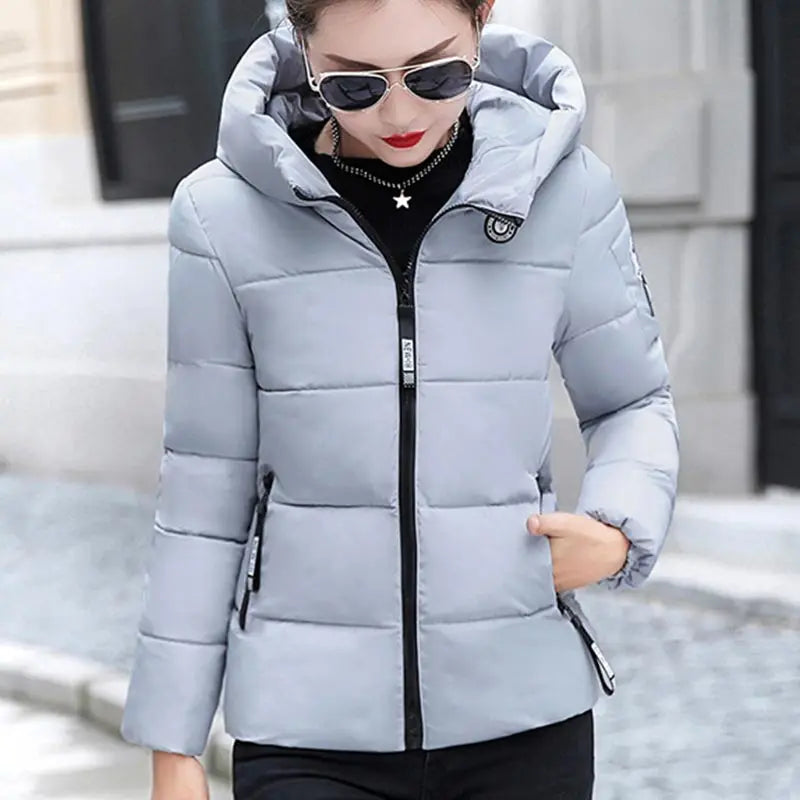 Women’s Hooded Winter Parka | Slim Fit Short Warm Padded Jacket