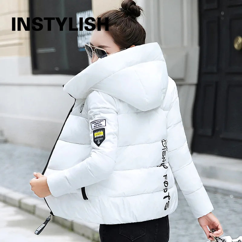 Women’s Hooded Winter Parka | Slim Fit Short Warm Padded Jacket