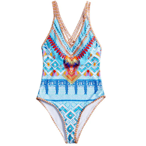 Bohemian Print Bikini Set | Sexy Mid-Waist Women’s Swimwear
