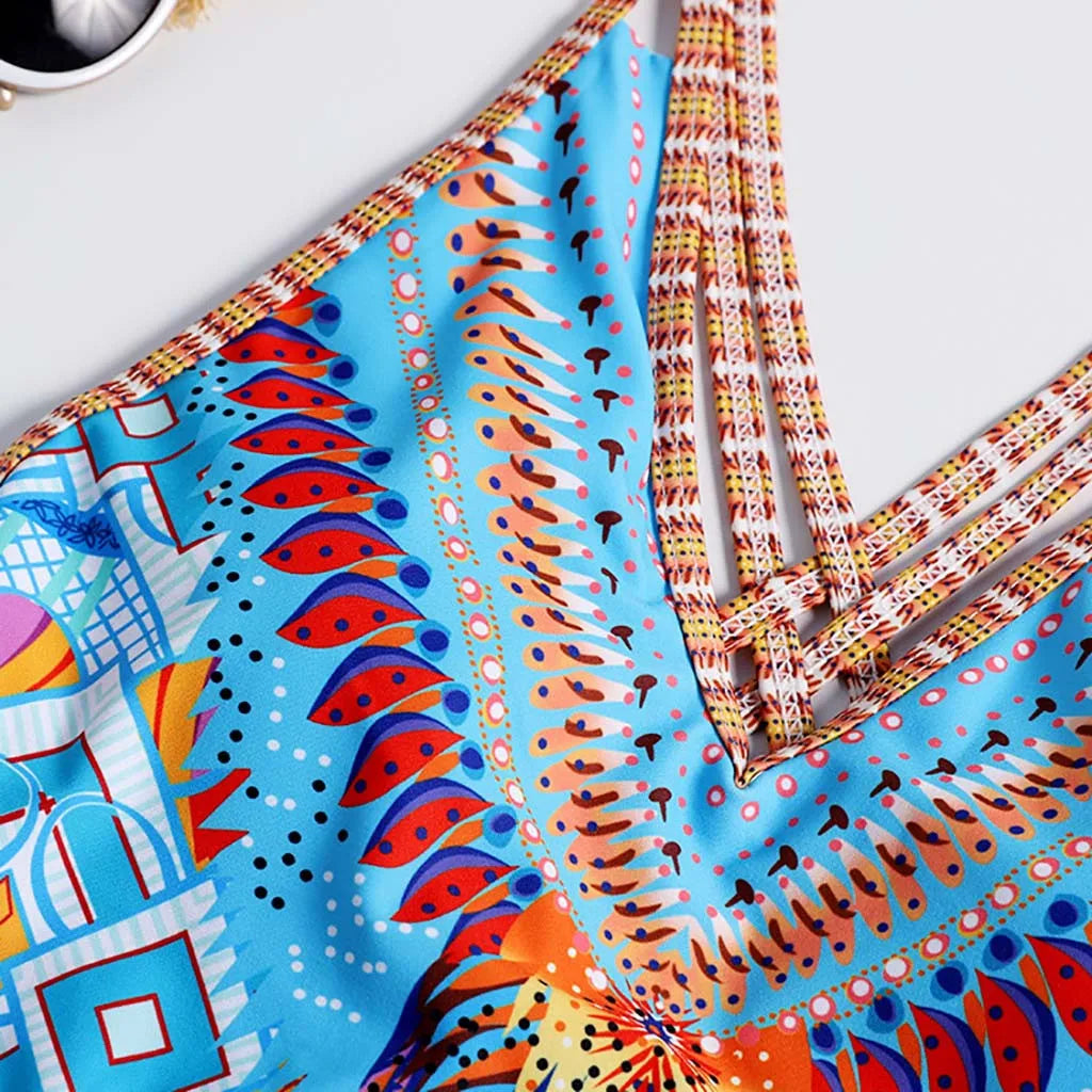Bohemian Print Bikini Set | Sexy Mid-Waist Women’s Swimwear